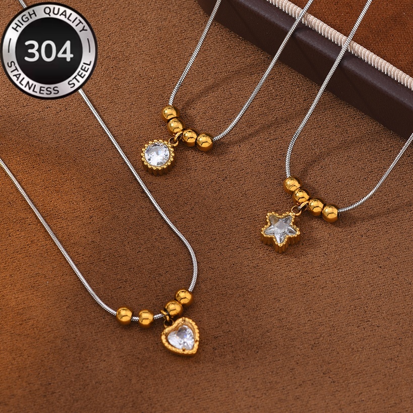 Women's 304 Stainless Steel Heart Necklace with Zirconia